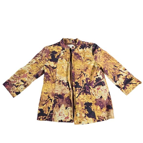 Coldwater Creek Classic Wom Sz SM 6/8 Fall Multi Floral Blazer Jacket 90s Artsy - Picture 2 of 14